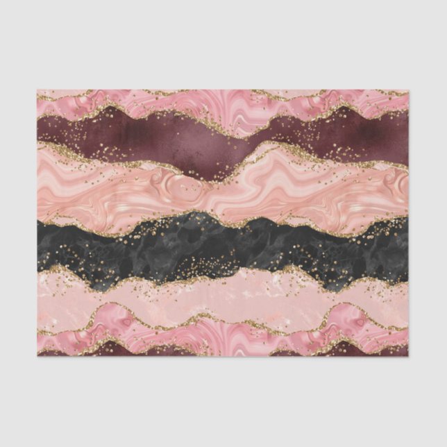 Black and Pink Sequins Agate Tissue Paper (Front)