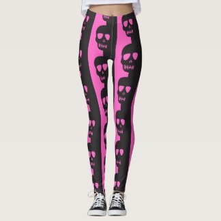 Black and pink Skulls pattern Leggings