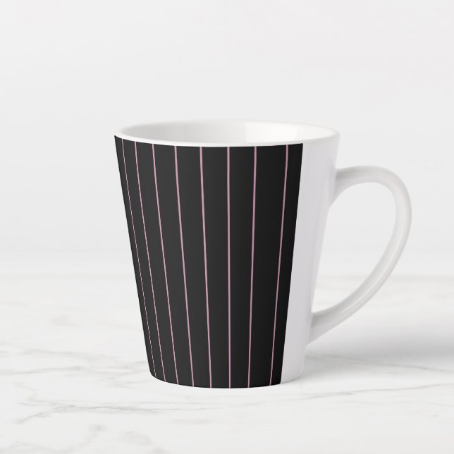 black and pink striped latte mug (Right)