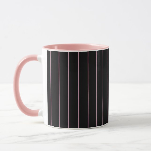 black and pink striped mug (Left)