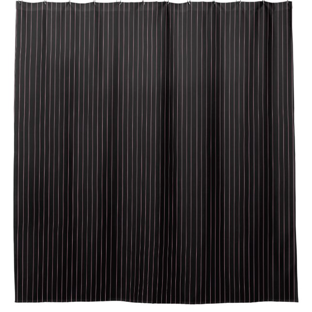 black and pink striped shower curtain (Front)