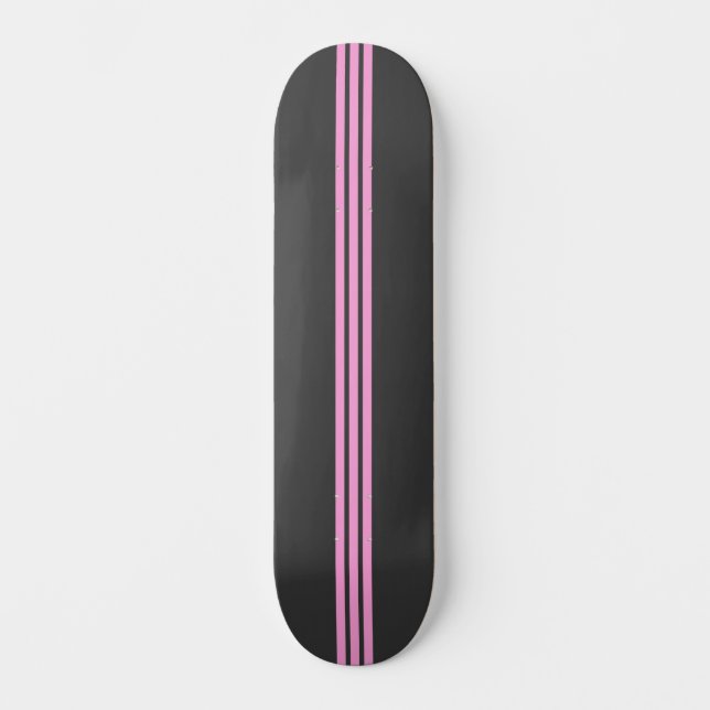 Black and Pink Striped Skate Deck (Front)