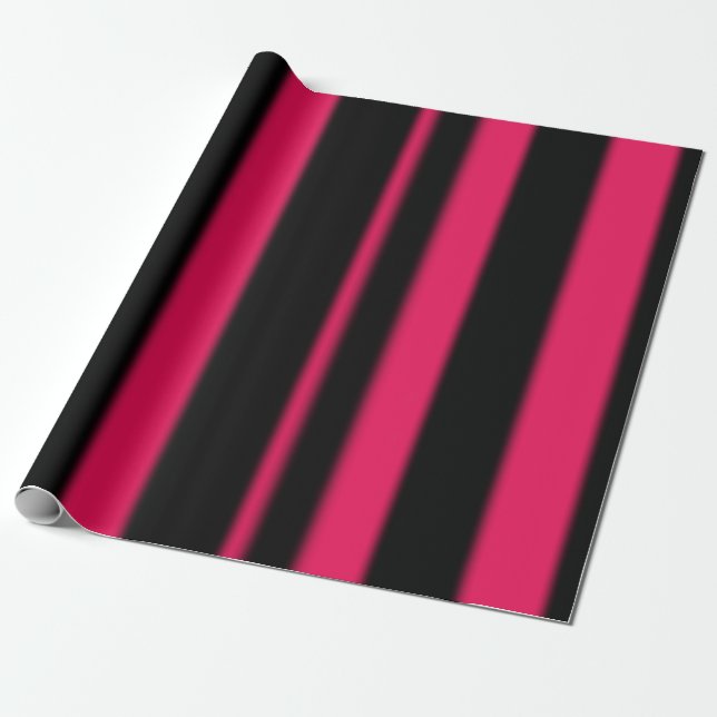 Black and Pink stripes Wrapping Paper (Unrolled)