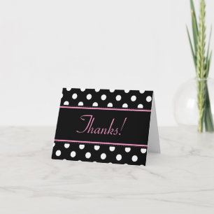 Black And Pink Sweet Sixteen Birthday Thank You Card