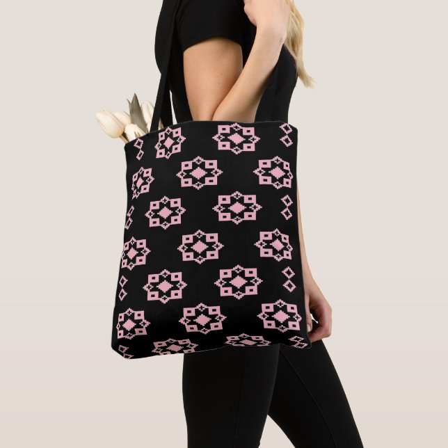Black and Pink  Tote Bag (Close Up)