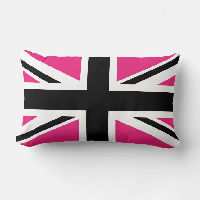 Black and Pink UK Flag Pillow (Front)