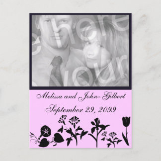 Black And Pink Wildflower Photo Invitation Postcard