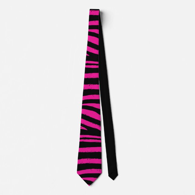 Black and Pink Zebra Neck Tie (Front)
