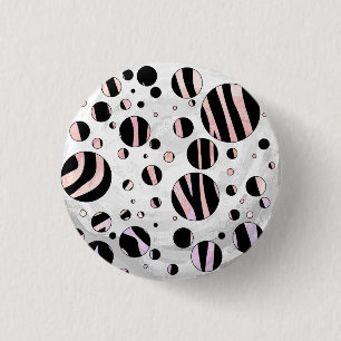 Black and Pink Zebra Polka Dots 3 Cm Round Badge