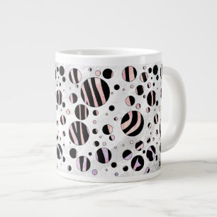 Black and Pink Zebra Polka Dots Large Coffee Mug
