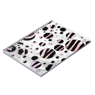 Black and Pink Zebra Polka Dots Notebook