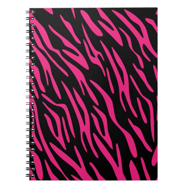 Black and Pink Zebra Stripe Spiral Notebook (Front)