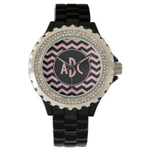 Black and Pink Zigzag Monogram Watch