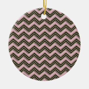 Black and Pink Zigzag Pattern Ceramic Tree Decoration