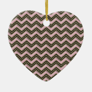 Black and Pink Zigzag Pattern Ceramic Tree Decoration
