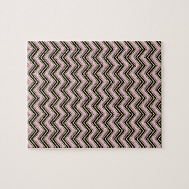 Black and Pink Zigzag Pattern Jigsaw Puzzle (Horizontal)