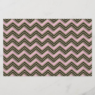 Black and Pink Zigzag Pattern Stationery