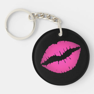 Black and Pretty Pink Ombre Lipstick Pout Kiss Key Ring