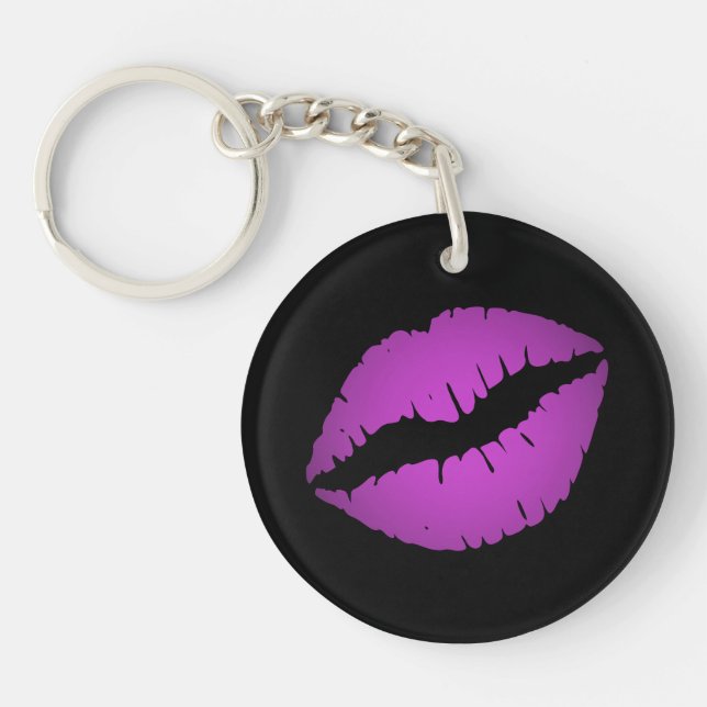 Black and Pretty Violet Ombre Lipstick Pout Kiss Key Ring (Front)