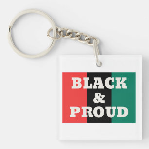 Black and Proud on a Red, Black, and Green Colors  Key Ring