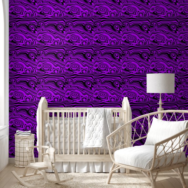 Black and Purple Abstract Waves Custom Colours Wallpaper (Kids)