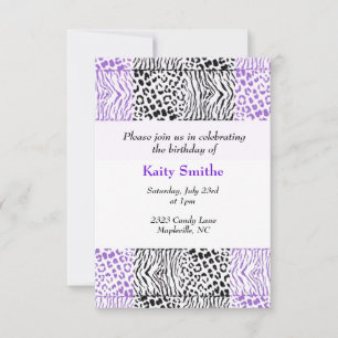 Black and Purple Animal Pattern Invitation