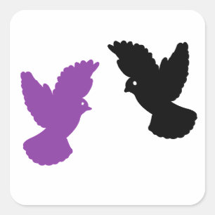 Black and Purple Bird Silhouette Square Sticker