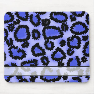 Black and Purple-Blue Leopard Print Pattern. Mouse Pad