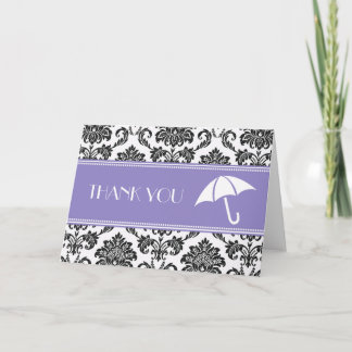 Black and Purple Bridal Shower Thank You Card