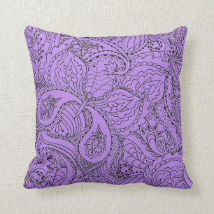 Black and Purple Butterfly Drawing Pillow
