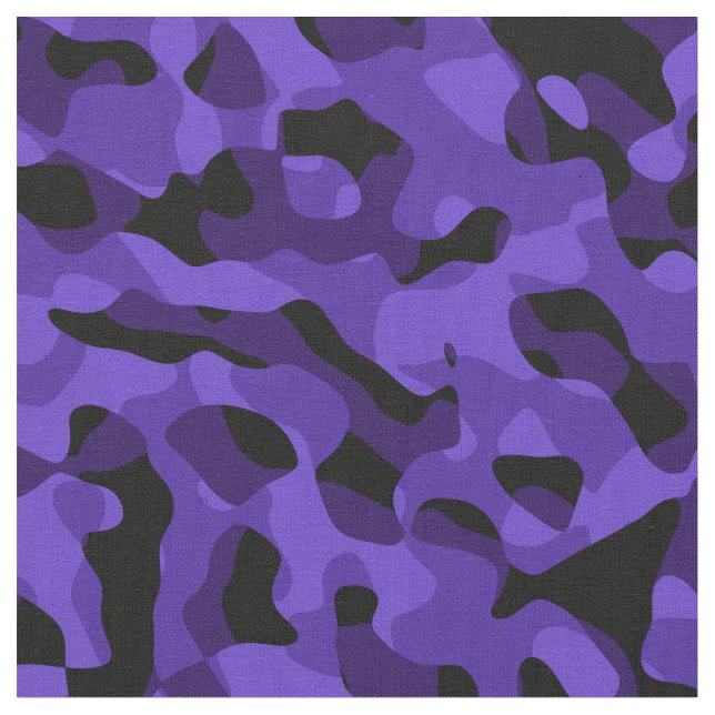 Black and Purple Camouflage Print Pattern Fabric (Close Up)