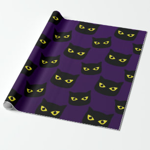 Black and purple cat Halloween pattern Bandana Wrapping Paper