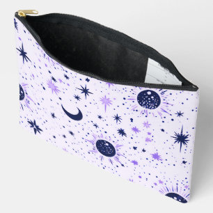 Black and Purple Celestial Sun Moon Stars Accessory Pouch