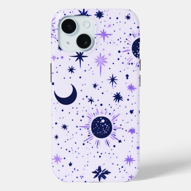 Black and Purple Celestial Sun Moon Stars Case-Mate iPhone Case (Back)