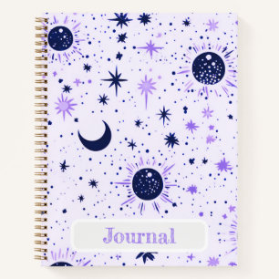 Black and Purple Celestial Sun Moon Stars Journal