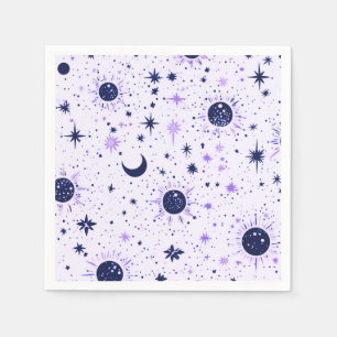 Black and Purple Celestial Sun Moon Stars Napkin