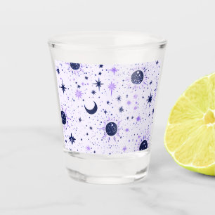 Black and Purple Celestial Sun Moon Stars Shot Glass