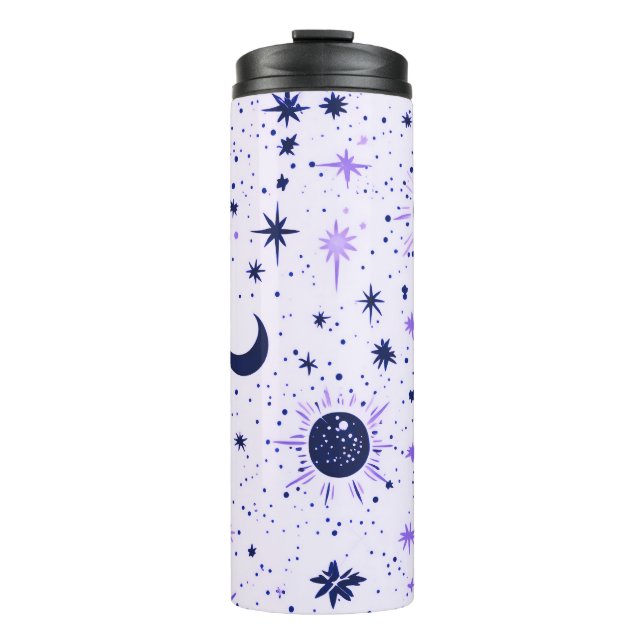 Black and Purple Celestial Sun Moon Stars Thermal Tumbler (Front)