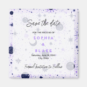 Black and Purple Celestial Wedding Save the Date Magnet