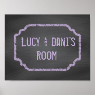 Black and Purple Chalkboard Roommates Wall Art