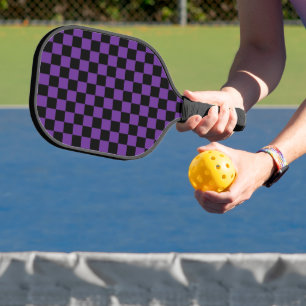 Black and Purple Chequered Print Pickleball Paddle