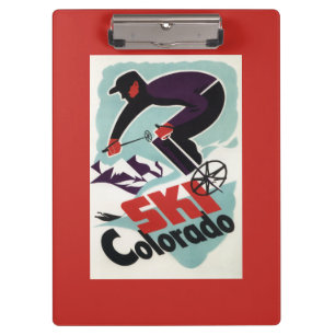 Black and Purple Clothed Skier Clipboard
