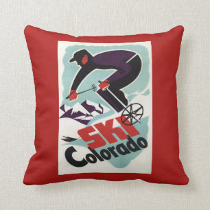 Black and Purple Clothed Skier Cushion