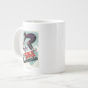 Black and Purple Clothed Skier Large Coffee Mug