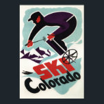 Black and Purple Clothed Skier Poster<br><div class="desc">Colorado - Black and Purple Clothed Skier Skiing Colorado Poster - Colorado  was created in 1950. This image depicts scenes from Colorado.</div>