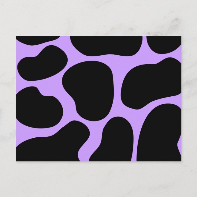 Black and Purple Cow Print Pattern. Postcard (Front)