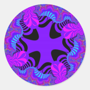 Black and Purple Cross Classic Round Sticker