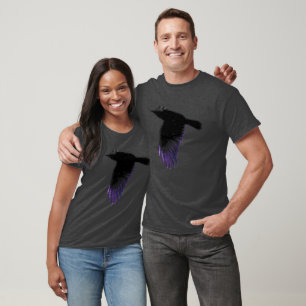 Black and Purple Crow Flying T-Shirt