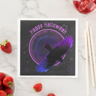 Black and Purple Crow Napkin