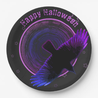Black and Purple Crow Paper Plate